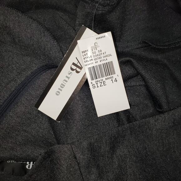 AB Studio Dress 14 Heather Charcoal Stretch Knit Work to Weekend - Picture 12 of 12